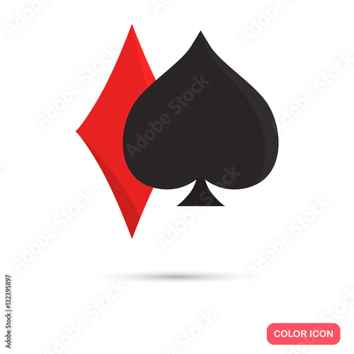 Diamond and spade card suits color flat icon