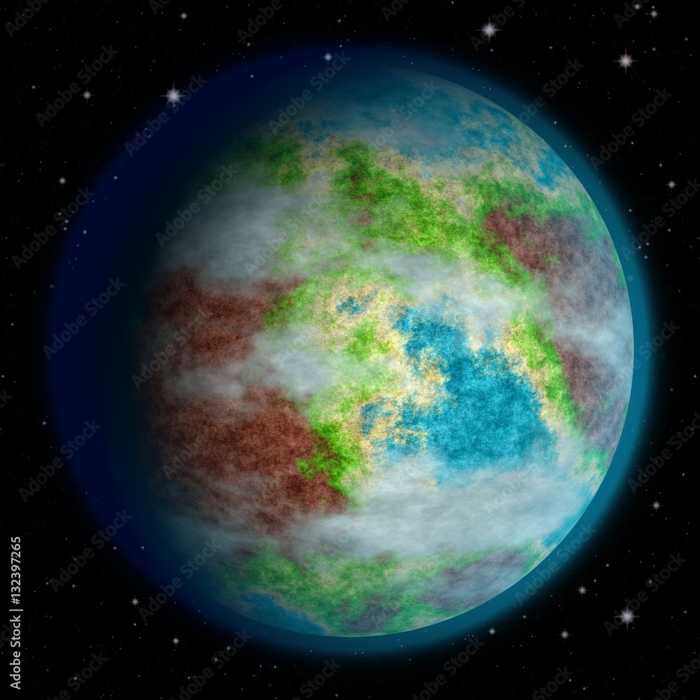 Obraz premium Hilly green planet texture, Earth-like