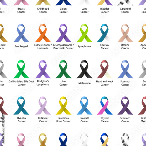 cancer awareness various color and shiny ribbons for help in lines pattern eps10