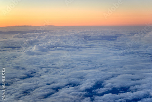 Above the clouds. Photo from the plane.