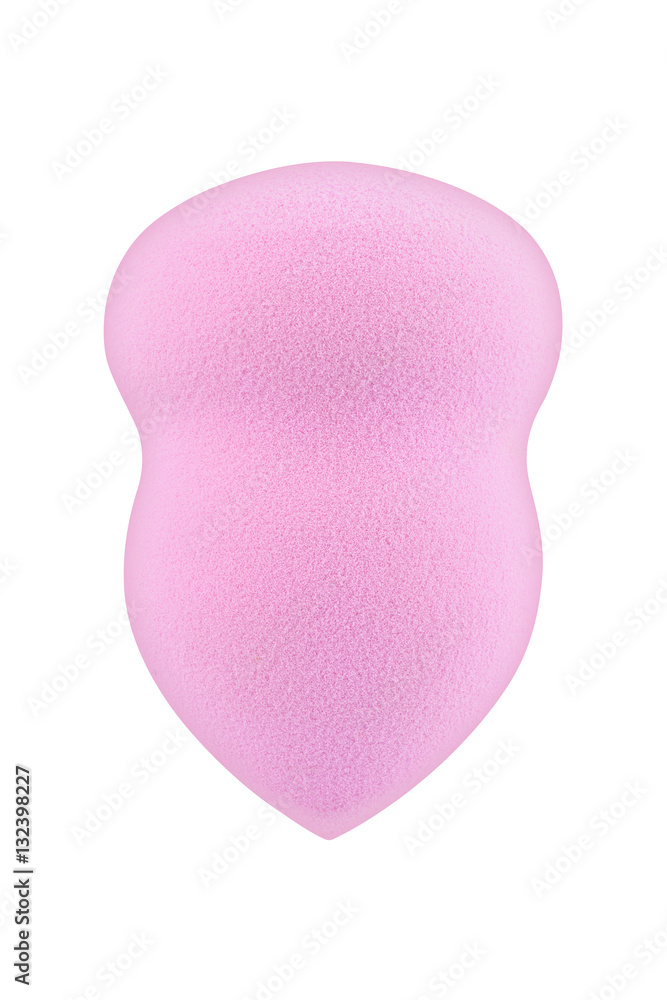Pink cosmetic sponge pad for applying face make-up, isolated on white background, clipping path included Pink cosmetic sponge pad for applying face make-up, isolated on white background, clipping path included