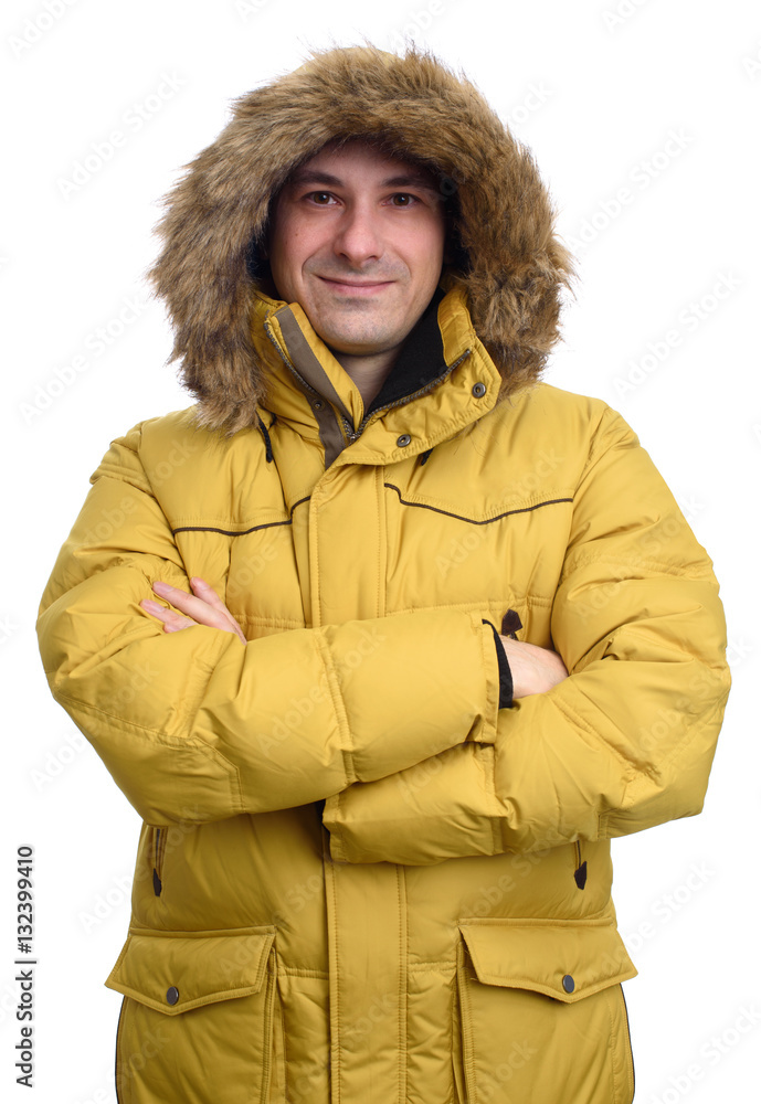 portrait of smiling man in winter coat portrait of smiling man in winter coat