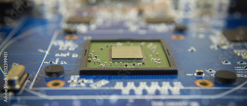 computer chip board Electronics motherboard high tech green blue