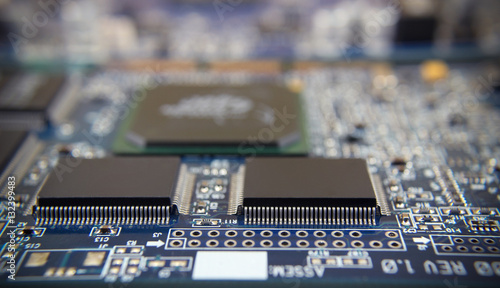 computer chip board Electronics motherboard high tech green blue