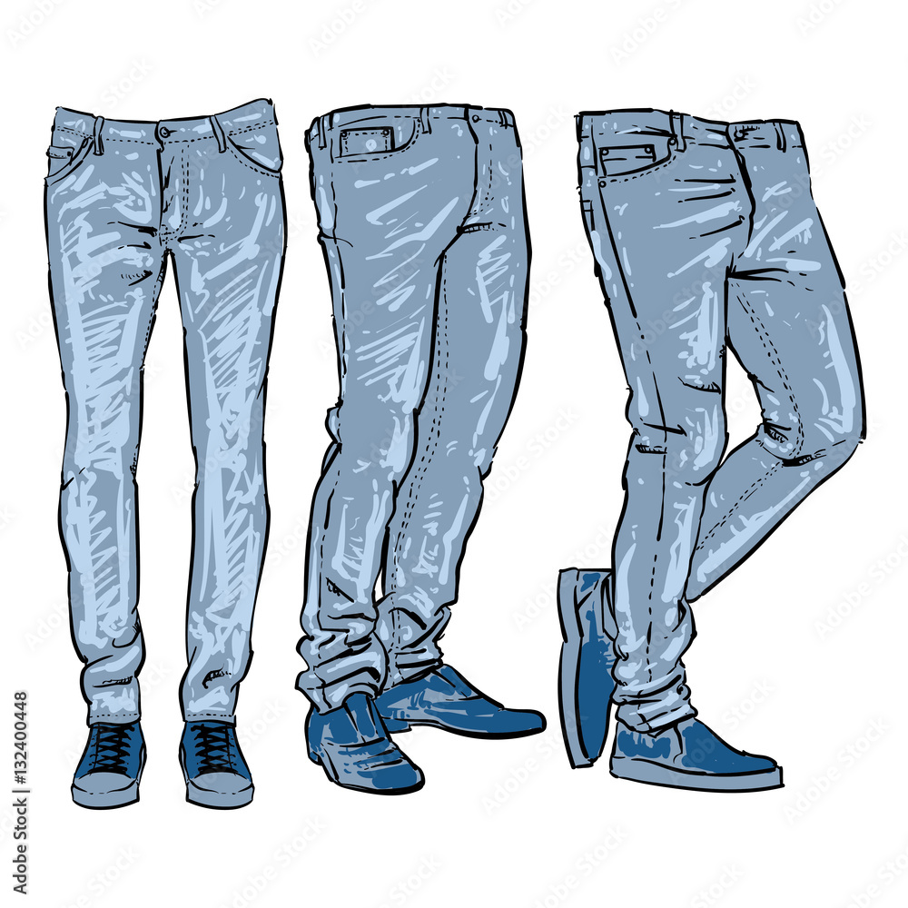 blue jeans vector illustration set, Clip art Stock Vector | Adobe Stock