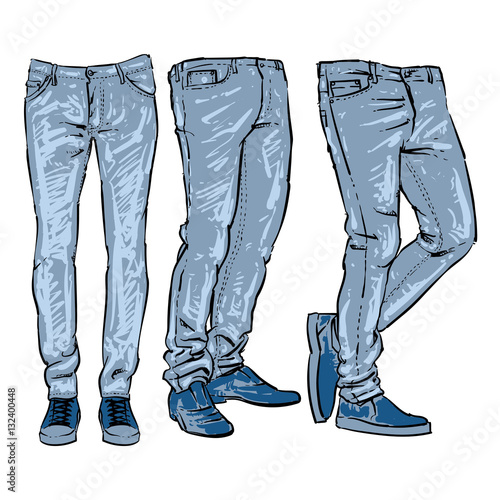 blue jeans vector illustration set, Clip art