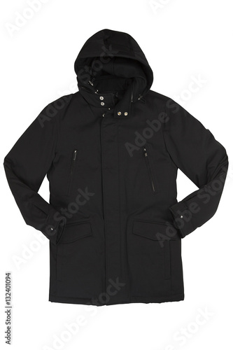 Black jacket with hood.clipping path