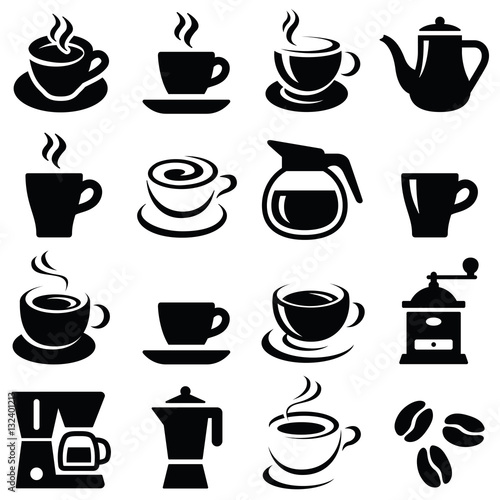 Coffee cup icon collection - vector silhouette and illustration