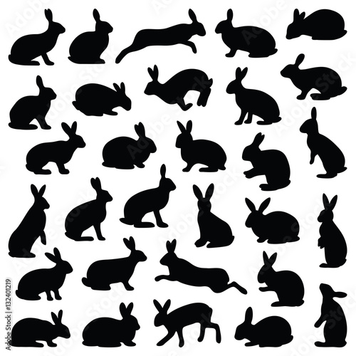 Rabbit and Hare collection - vector silhouette