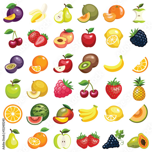 Fototapeta Naklejka Na Ścianę i Meble -  Fruit icon collection - vector illustration