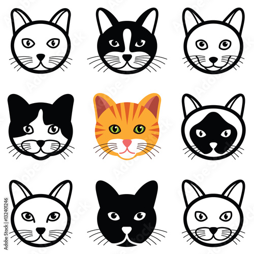 Cat head icon collection - vector illustration