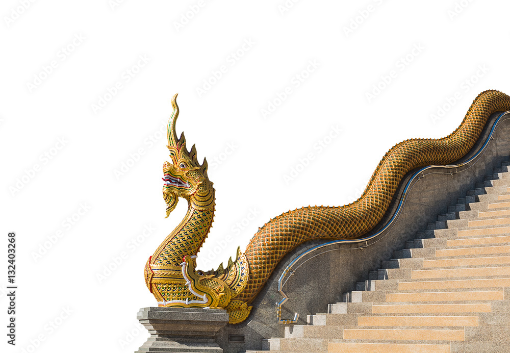 Fototapeta premium naga statue with stair on white background