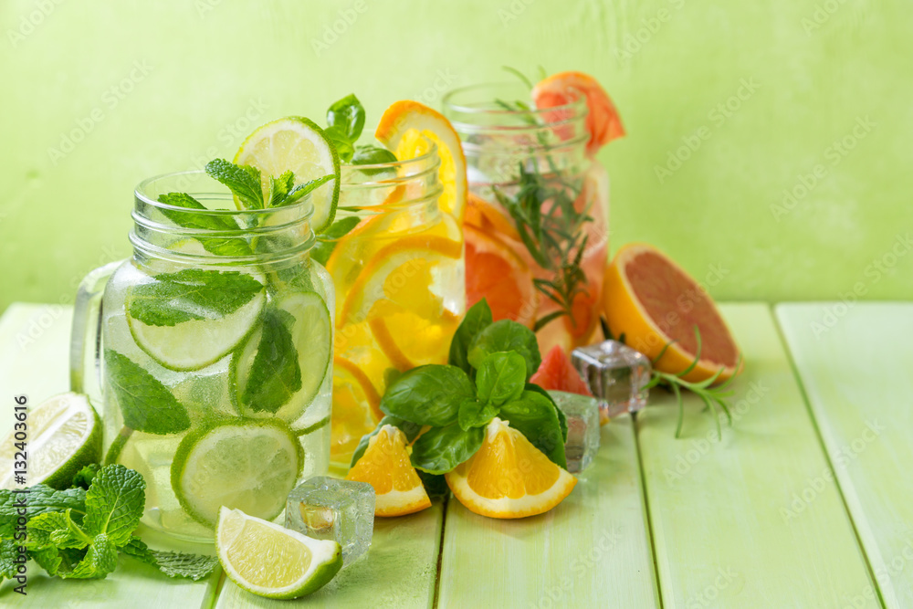Fototapeta premium Selection of infused water for detox