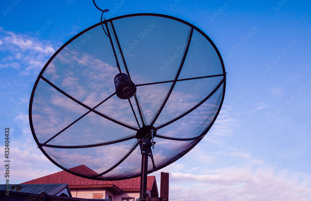 satellite dish with blue sky background