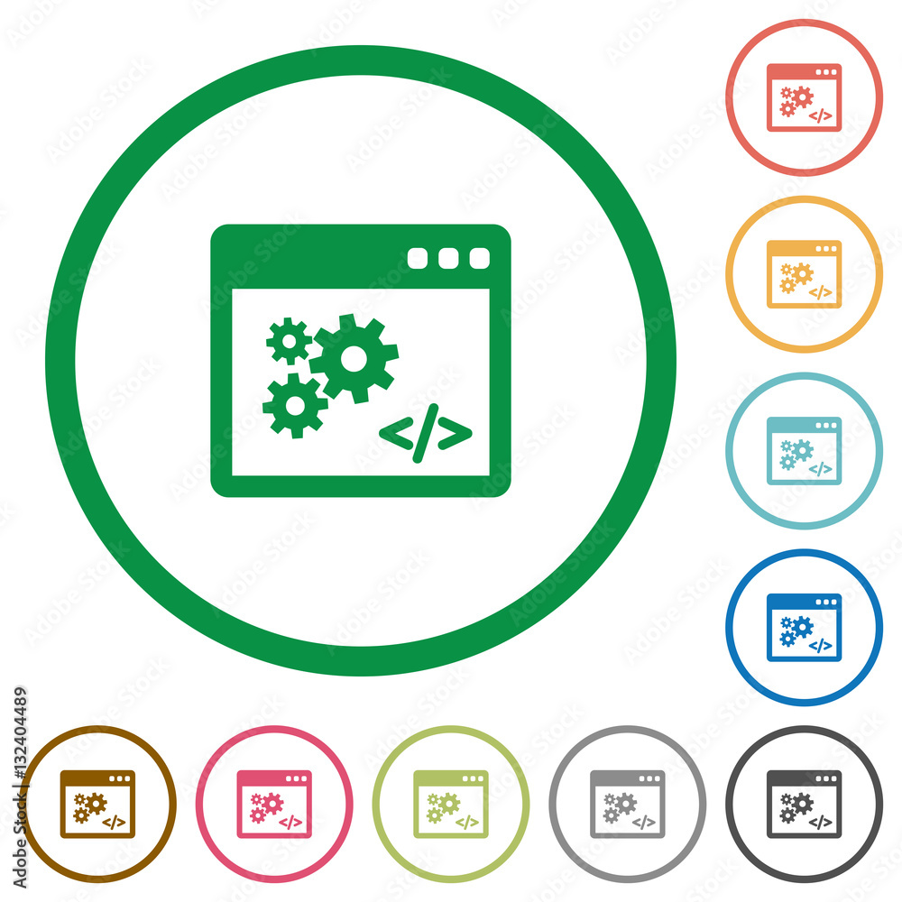 Application programming interface flat icons with outlines Application programming interface flat icons with outlines