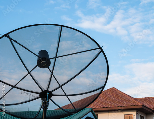 satellite dish with blue sky background
