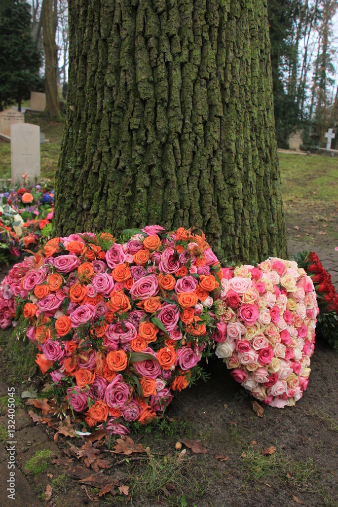 Heart shaped sympathy flowers Stock Photo | Adobe Stock