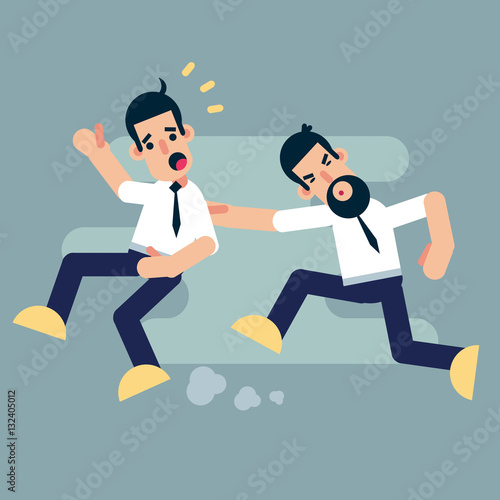 Business man running for work.