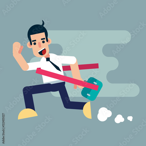 Business man running for work.