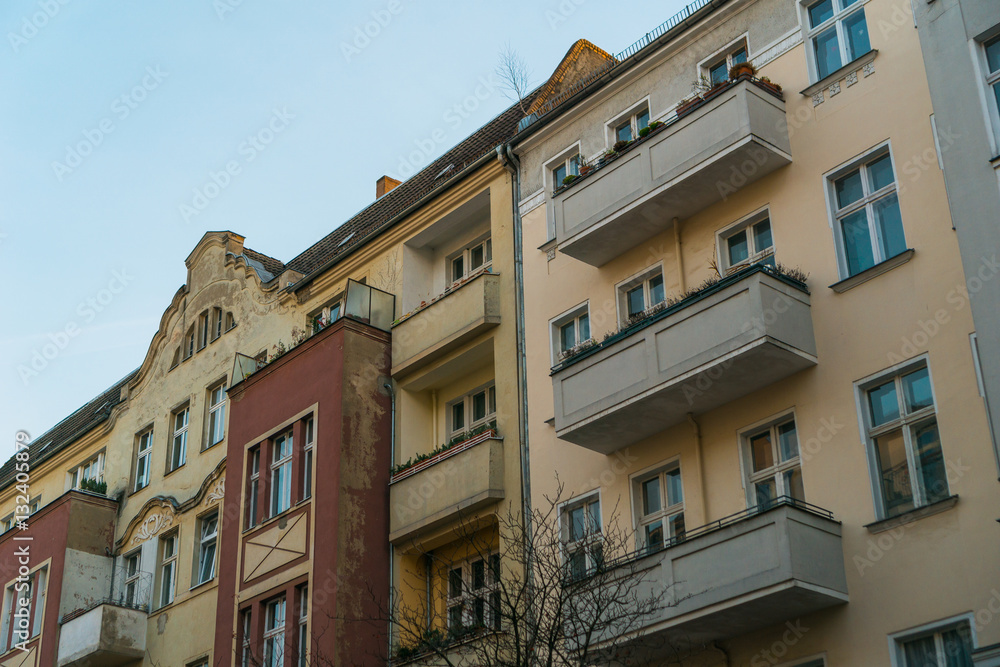 old apartment houses with balconies