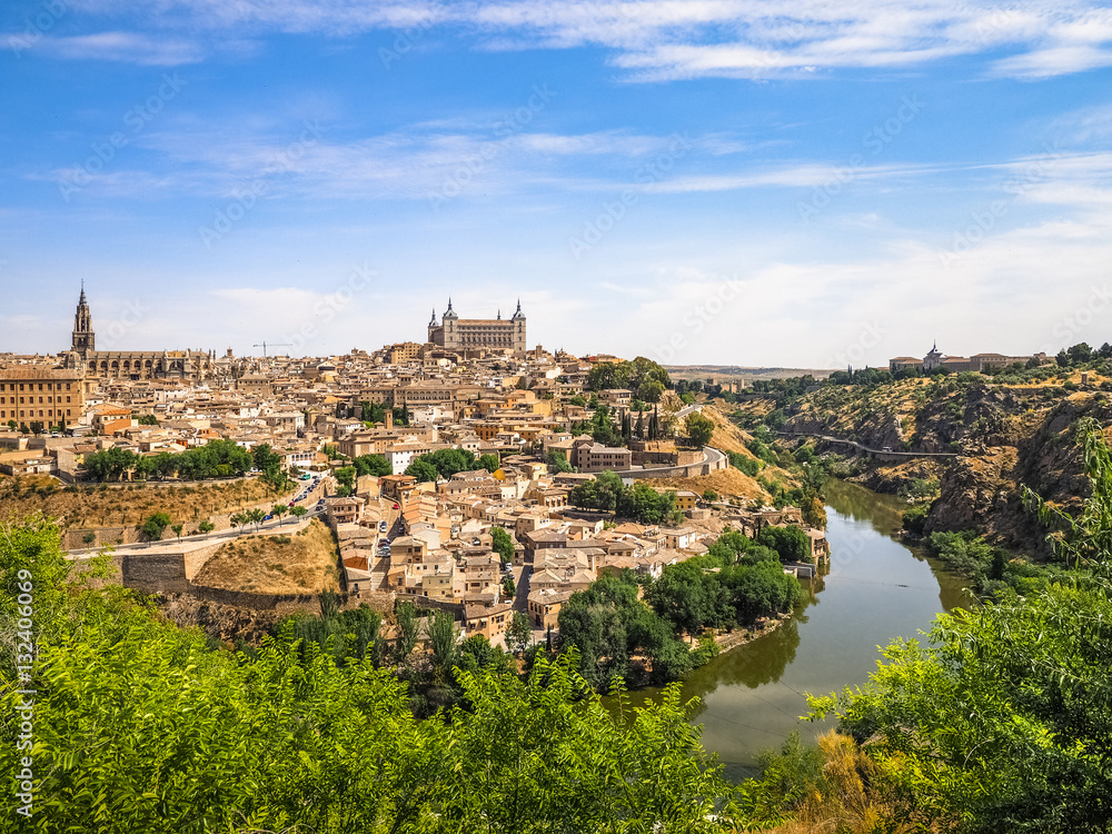 Toledo Cityscape, Panoramic View of Old Town City in Spain