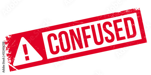 Confused rubber stamp. Grunge design with dust scratches. Effects can be easily removed for a clean, crisp look. Color is easily changed.