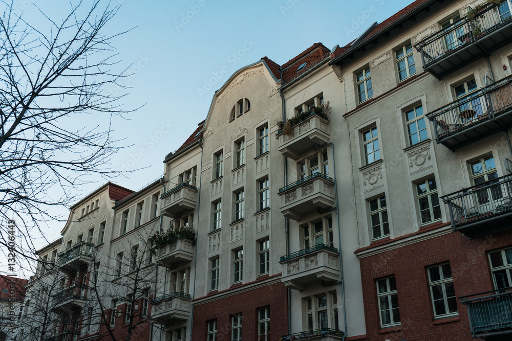 old apartment houses with balconies at prenzlauer berg