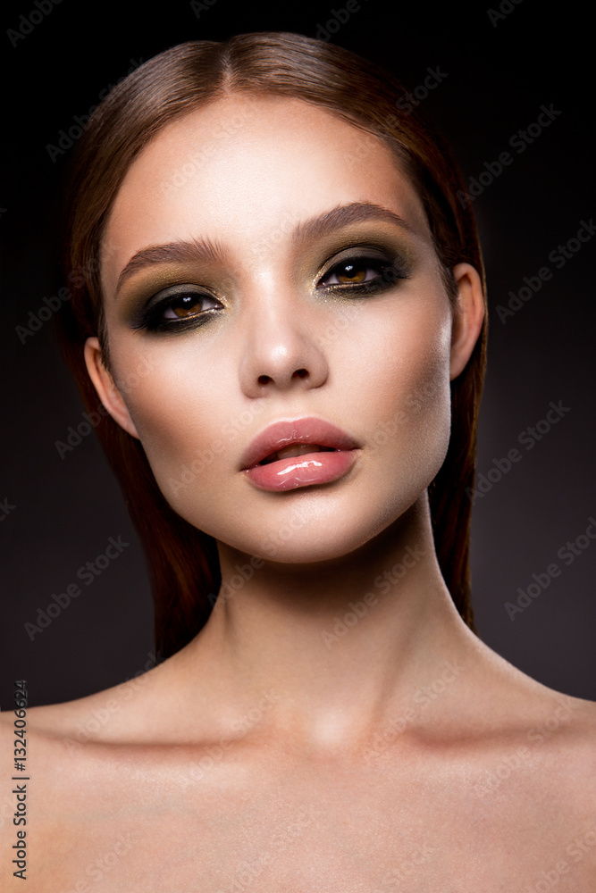 Beautyful girl with bright make up and beautiful hairstyle Beautyful girl with bright make up and beautiful hairstyle