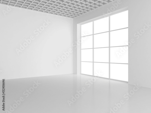 White empty interior with window. 3d rendering.