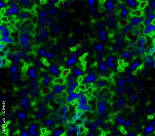 Abstract seamless background in bright electric lines, spots, holes and points of blue and black and green fantasy