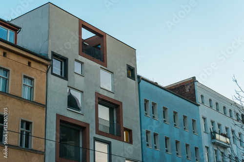 modern apartment houses at berlin in a row