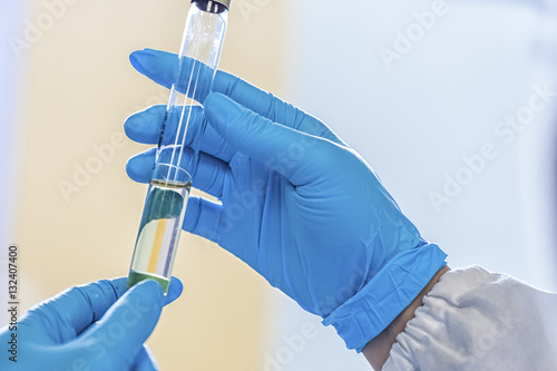 Laboratory scientist working at lab with test tube