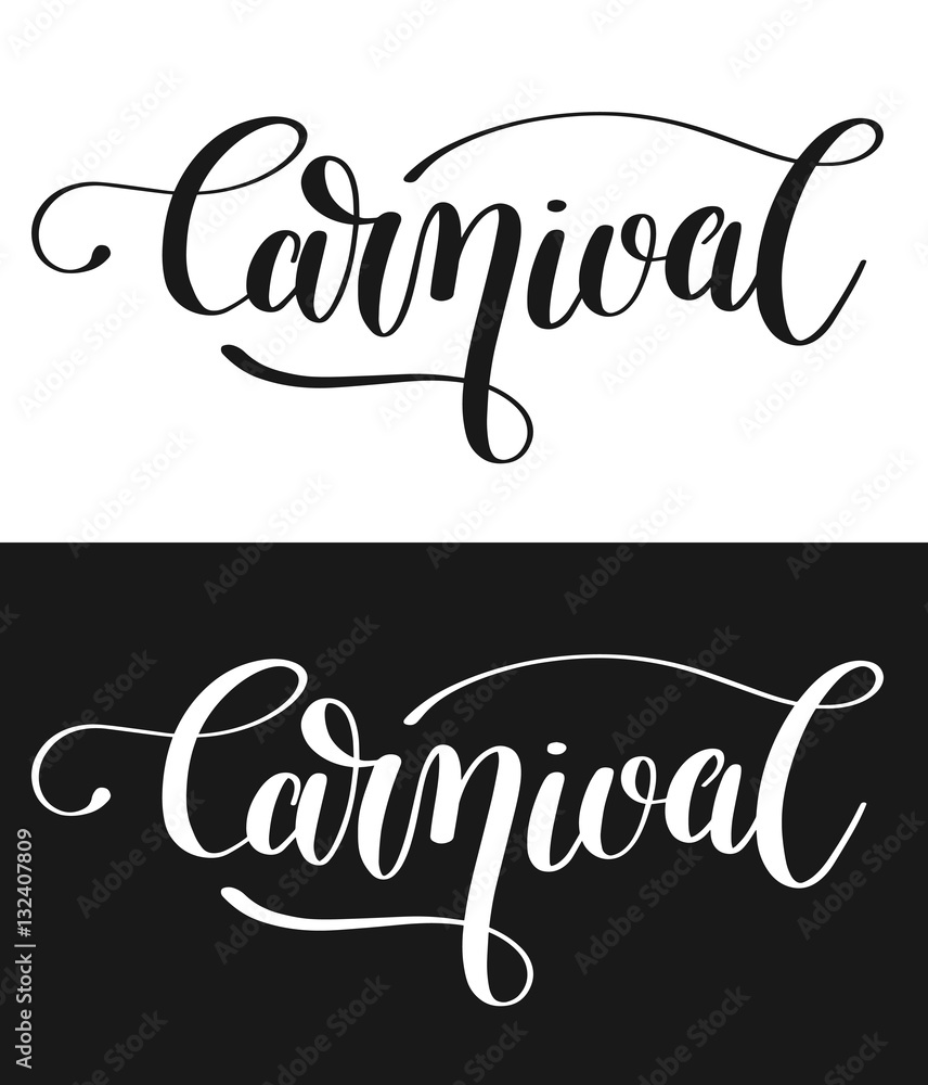 carnival hand lettering inscription isolated on white background