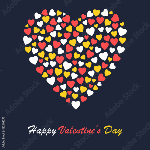 Valentines day greeting card design with big heart shaped formed with smaller ones