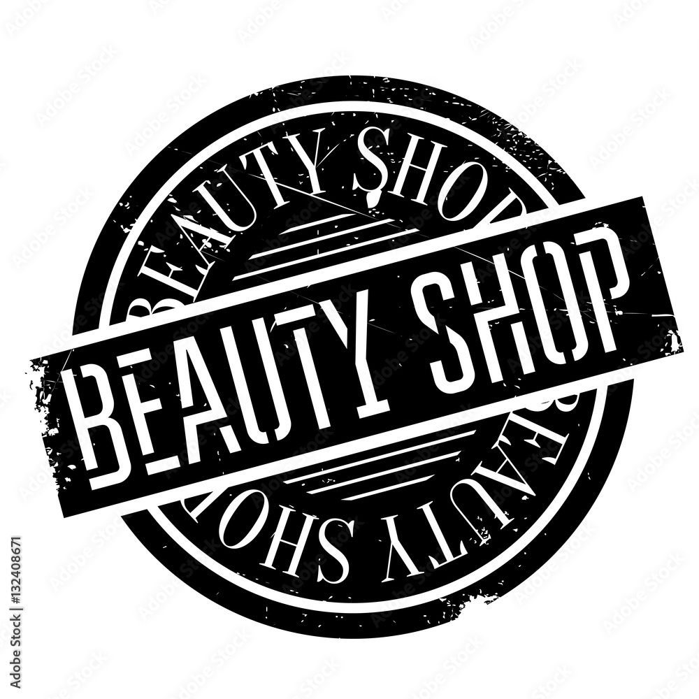 Beauty Shop rubber stamp. Grunge design with dust scratches. Effects can be easily removed for a clean, crisp look. Color is easily changed.