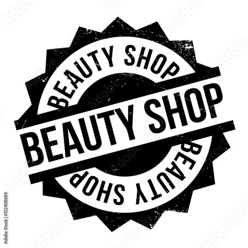 Beauty Shop rubber stamp. Grunge design with dust scratches. Effects can be easily removed for a clean, crisp look. Color is easily changed.
