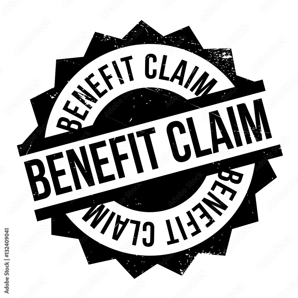 Obraz premium Benefit Claim rubber stamp. Grunge design with dust scratches. Effects can be easily removed for a clean, crisp look. Color is easily changed.