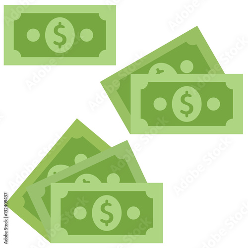 Dollar cash Icon in flat style isolated on grey background.
