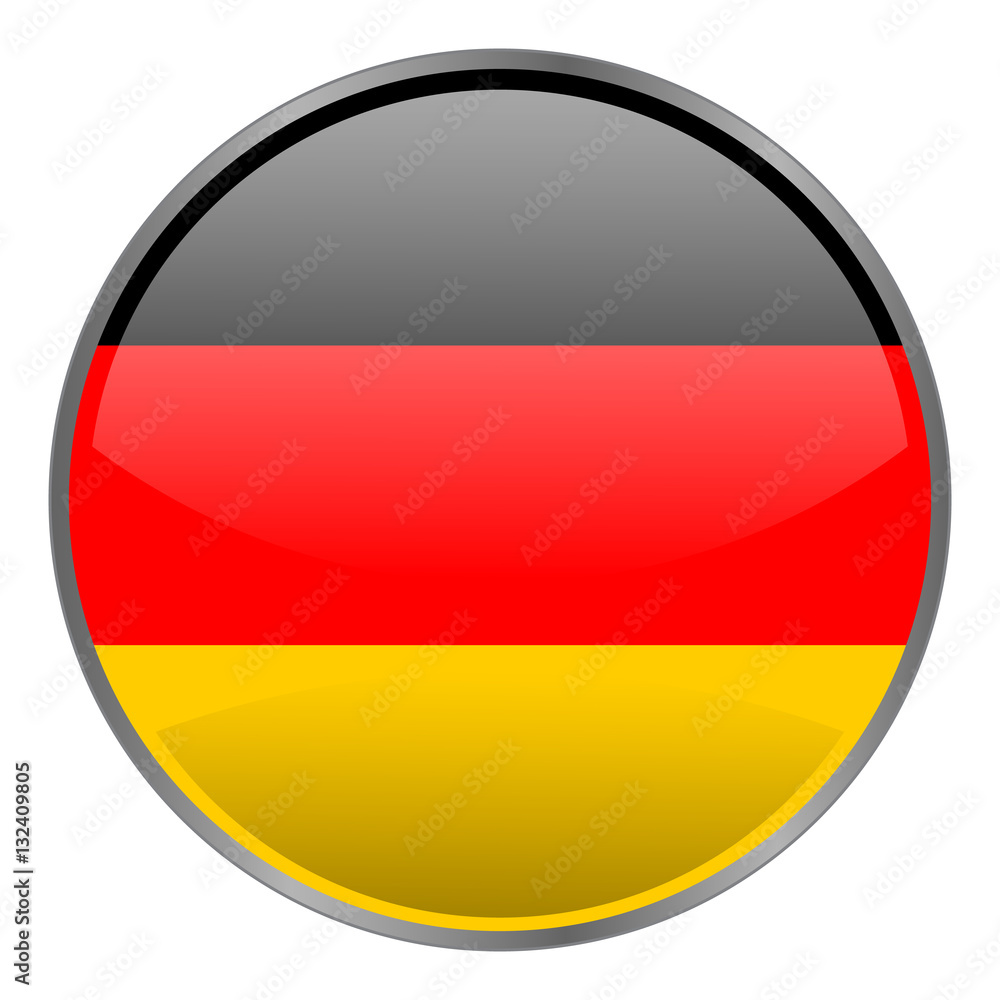 Round glossy isolated vector icon with national flag of Germany on white background. Round glossy isolated vector icon with national flag of Germany on white background.