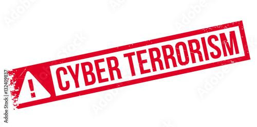 Cyber Terrorism rubber stamp. Grunge design with dust scratches. Effects can be easily removed for a clean, crisp look. Color is easily changed.