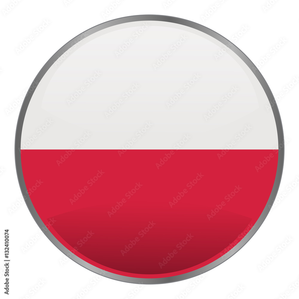 Round glossy isolated vector icon with national flag of Poland on white background. Round glossy isolated vector icon with national flag of Poland on white background.
