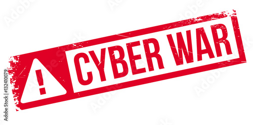 Cyber War rubber stamp. Grunge design with dust scratches. Effects can be easily removed for a clean, crisp look. Color is easily changed.