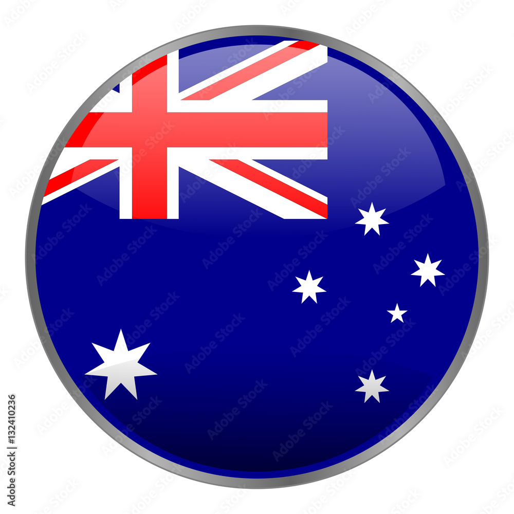 Round glossy isolated vector icon with national flag of Australia on white background. Round glossy isolated vector icon with national flag of Australia on white background.