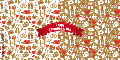 バレンタインデーのシームレスパターン背景素材