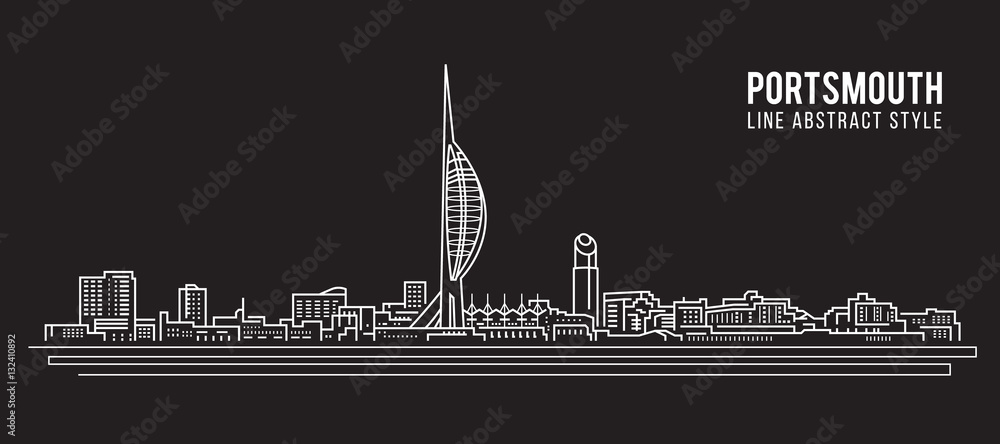 Cityscape Building Line art Vector Illustration design - Portsmouth city