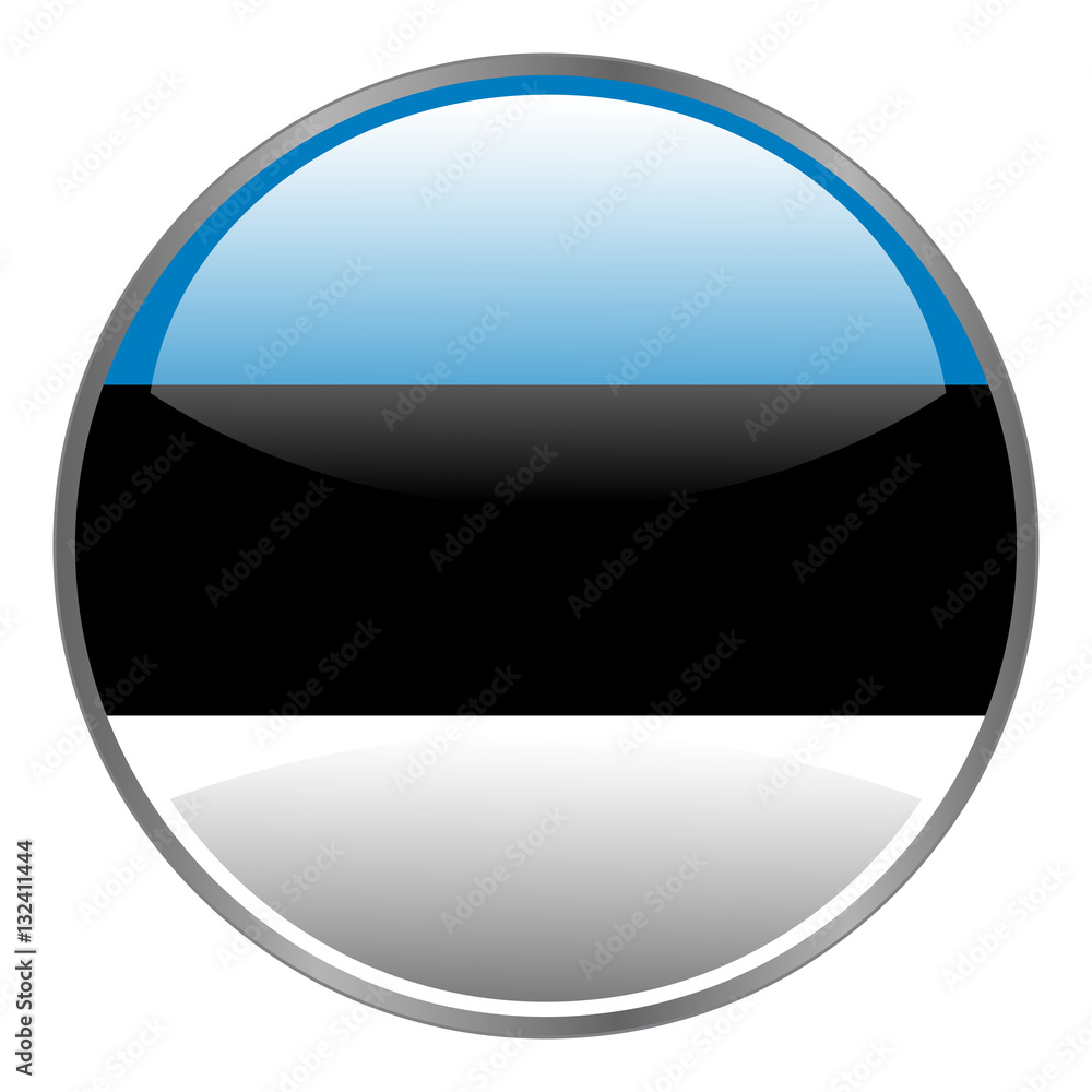 Round glossy isolated vector icon with national flag of Estonia on white background. Round glossy isolated vector icon with national flag of Estonia on white background.