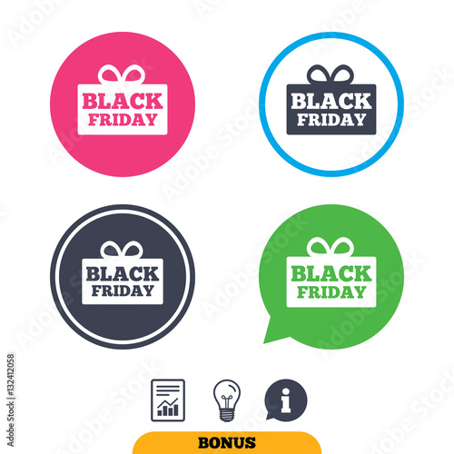 Black friday gift sign icon. Sale symbol.