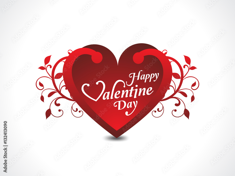 happy Valentines day text & Heart Shape Design Template With floral