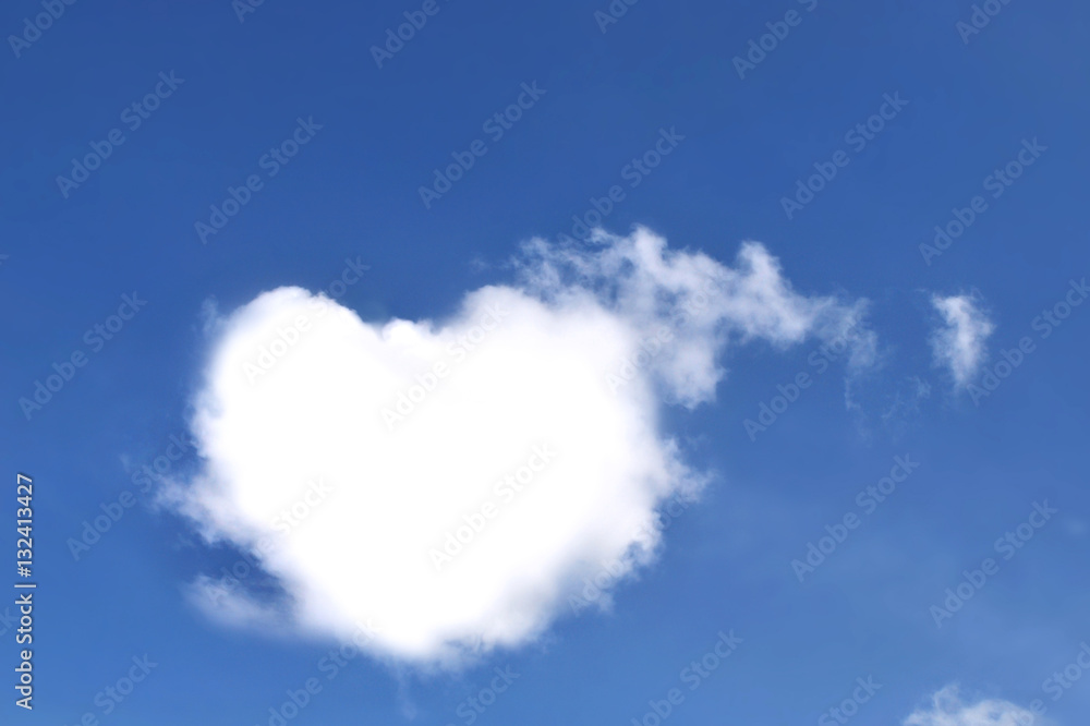 Heart cloud symbol on blue sky background Heart cloud symbol on blue sky background