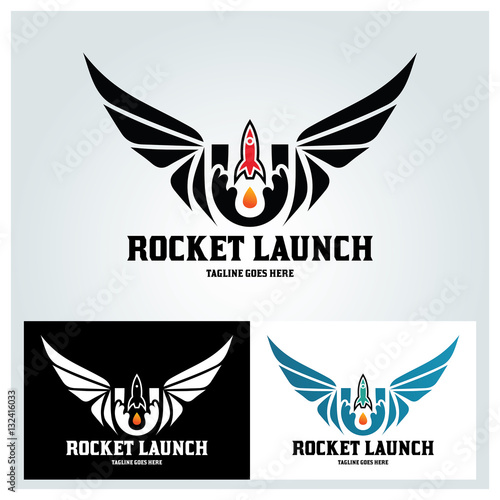 Rocket launch logo design template ,Vector illustration photo